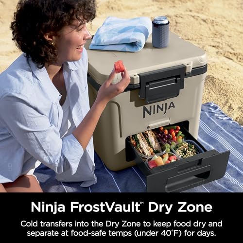 Ninja FrostVault 45qt Wheeled Cooler with Dry Zone, Integrated Fridge-Temp Dry Storage Drawer, Premium Heavy-Duty Insulated Cooler
