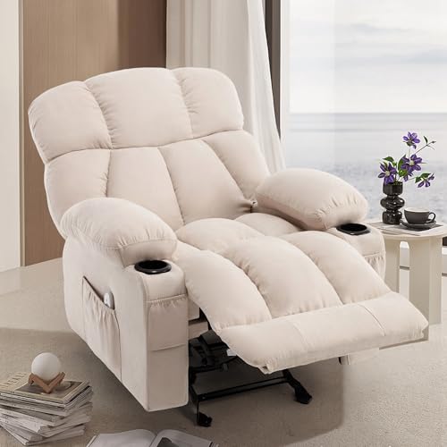 Recliner Chair with Massage and Heat, Rocker Recliner Chairs for Adults, Overstuffed Nursery Rocking Chairs for Living Room