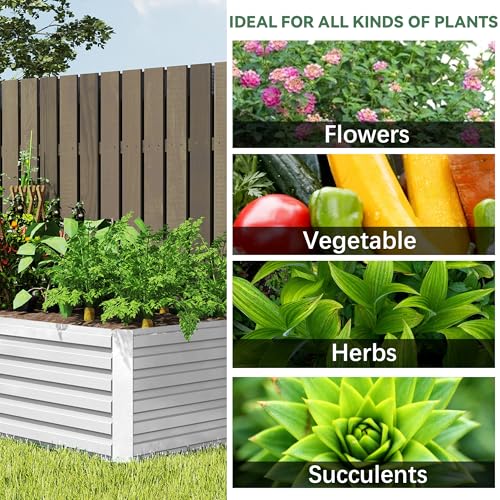 FOOWIN 2pcs 8x4x2ft Galvanized Raised Garden Bed, Planter Raised Garden Boxes Outdoor, Large Metal Raised Beds for Gardening