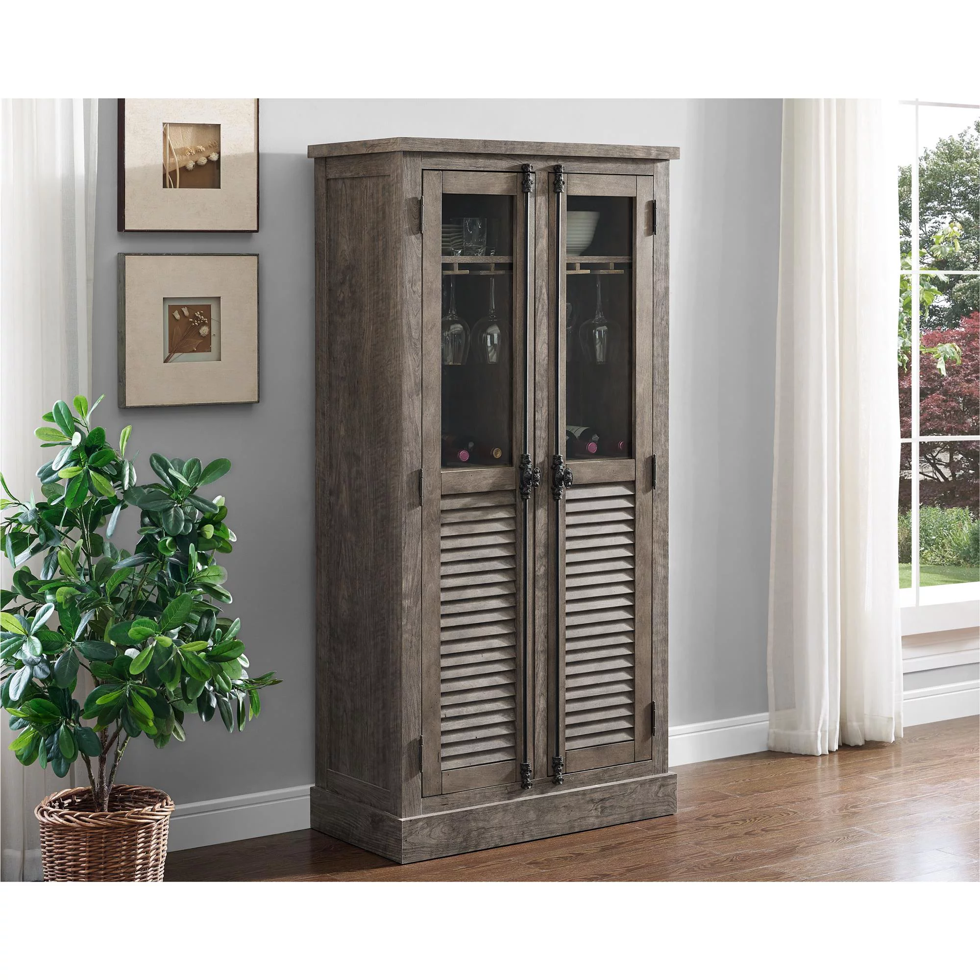 Ameriwood Home Sienna Park Beverage Cabinet, Weathered Oak
