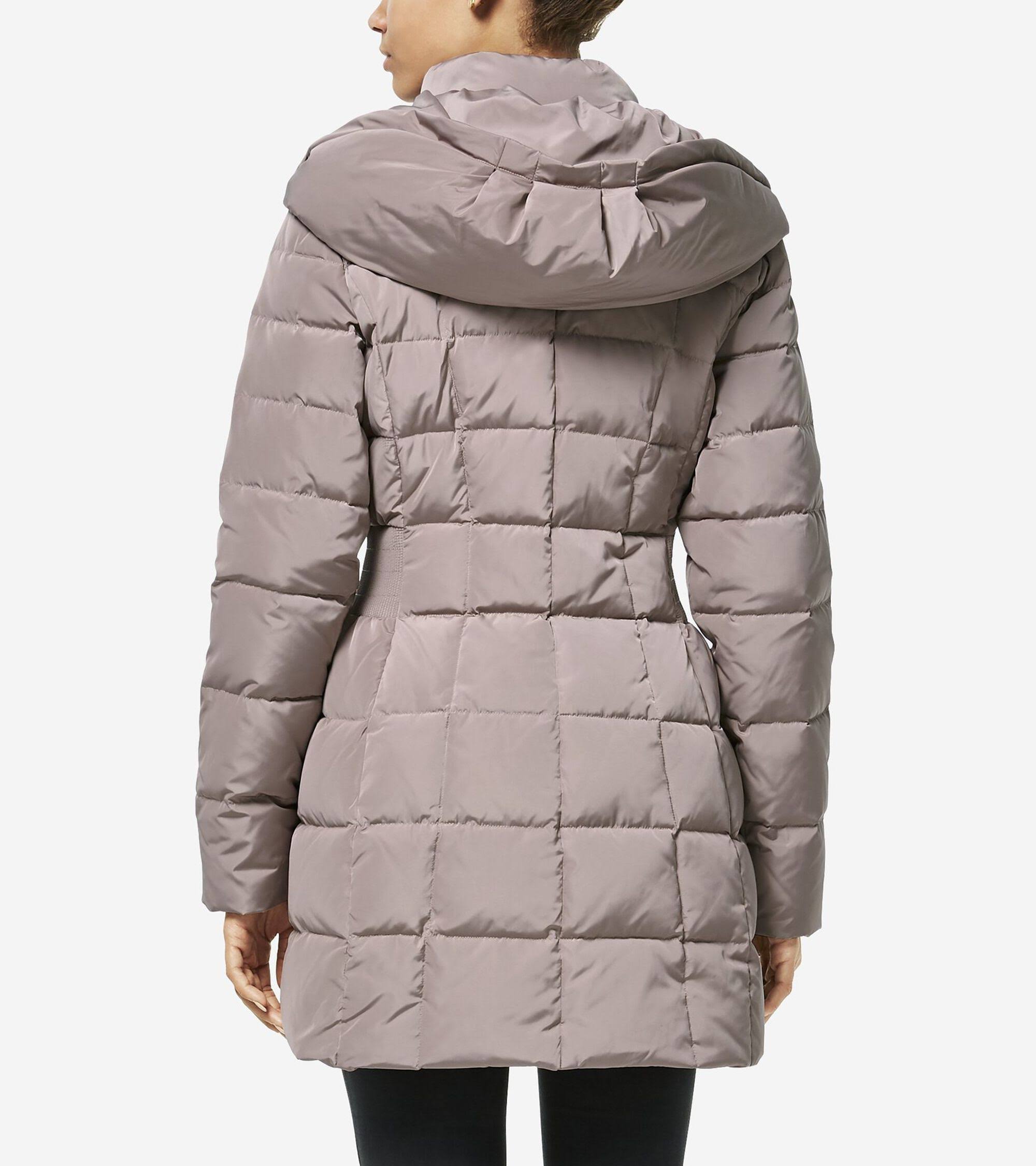 Cole Haan Hooded Down Puffer Coat - Cashew