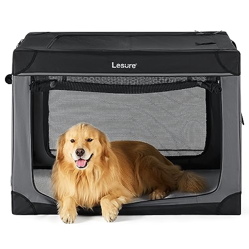 Lesure Soft Collapsible Dog Crate - 42 Inch Portable Travel Crate for Extra Large Dogs Indoor & Outdoor