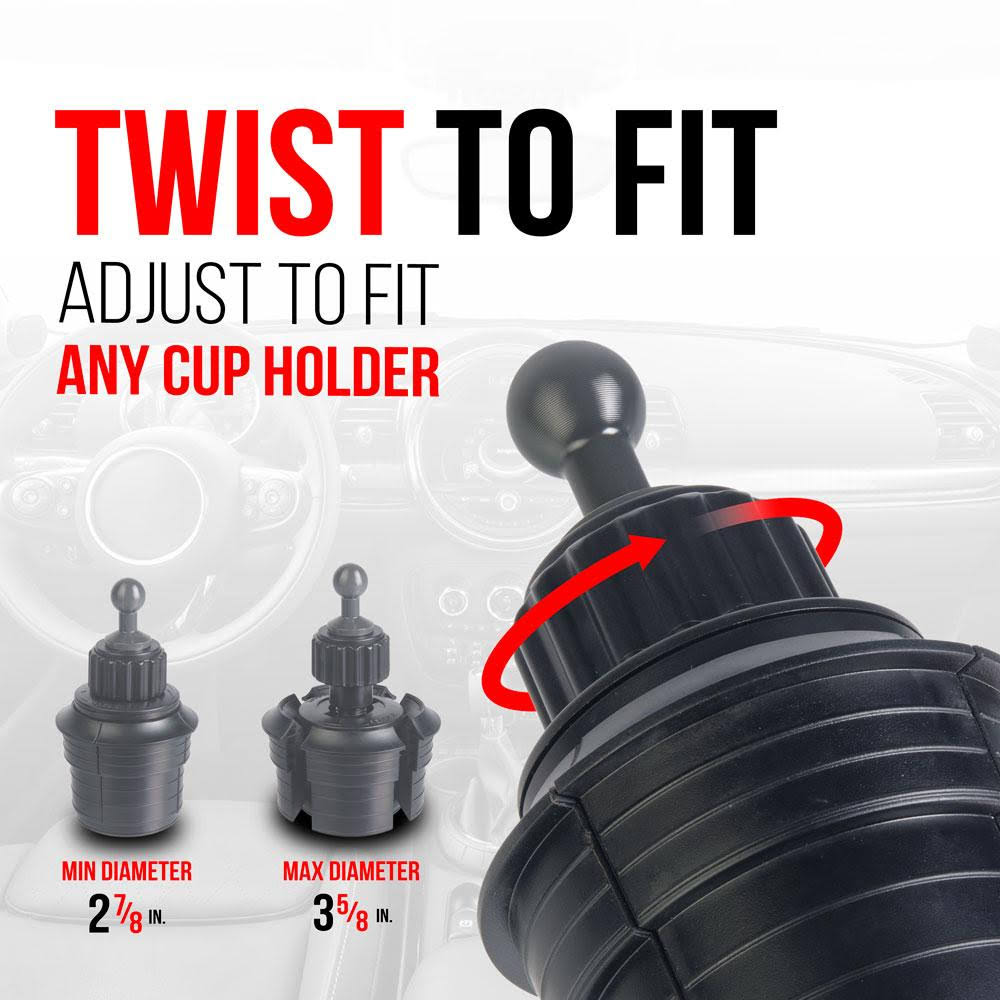 Tablet Cup Holder Mount for Car or Truck - by Tackform [ Enduro Series ] Heavy Duty ELD Mount - Aluminum 3-Way Adjustable Arm wi
