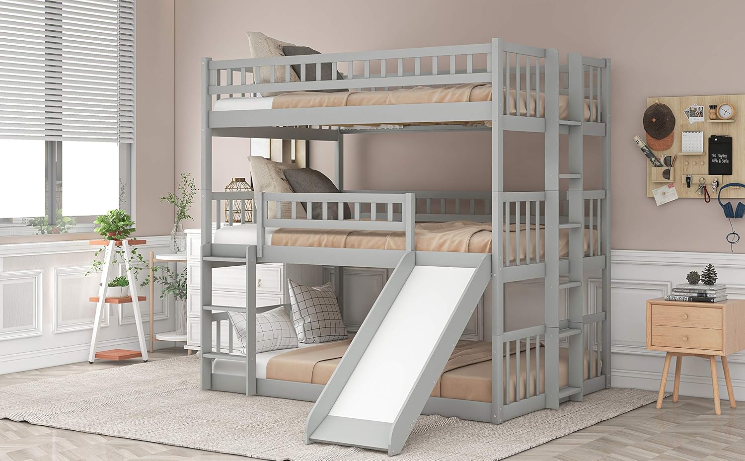 COODENKEY Twin Over Full Bunk Bed with Safety Guardrails & Ladder,Can be Separated,No Box Spring Needed, Perfect for Kids Bedroom, 78.7×55.9×62.3