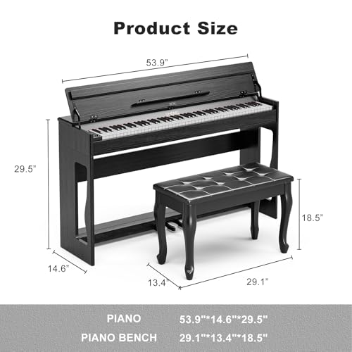 UMOMO 88 Weighted Key Digital Piano with Duet Piano Bench