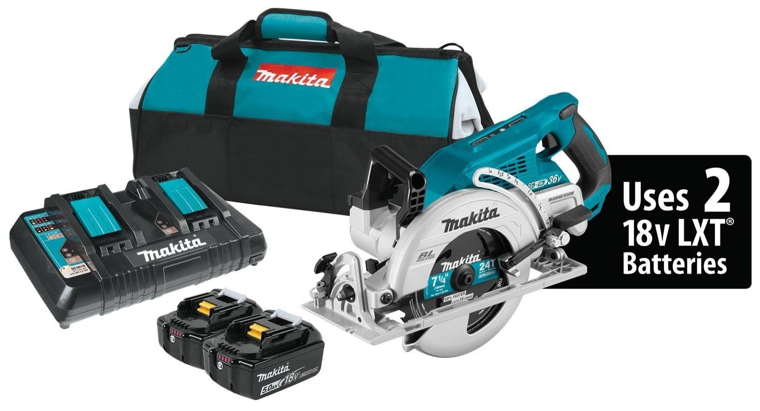Makita XSR01PT 36V (18V X2) LXT Brushless Rear Handle 7-14&Prime; Circular Saw Kit (5 (1).
