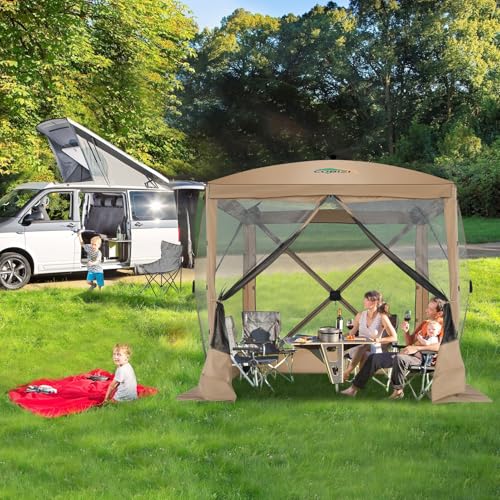 COBIZI 12x12ft Pop up Gazebo Screen Tent Screen House for Camping, Camping Outdoor Screened Gazebo, Canopy Tent