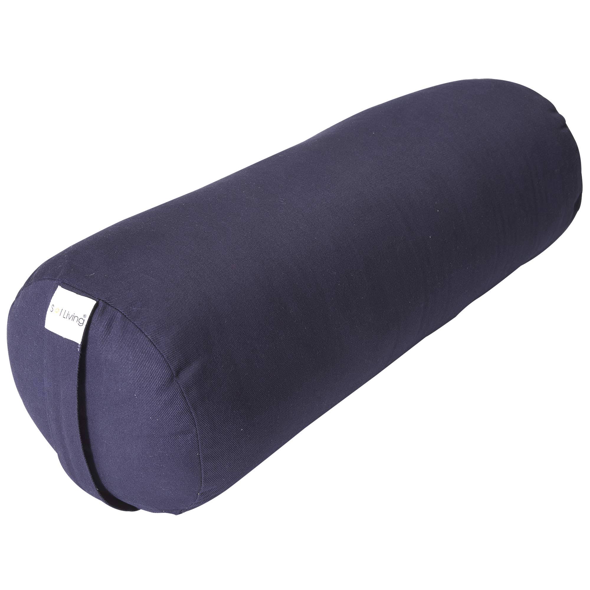 Sol Living Cylindrical Cotton Yoga Bolster - Blue