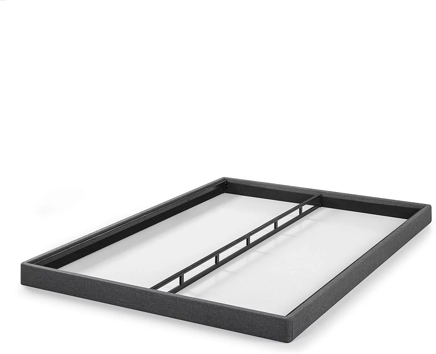 LIHONG Upholstered Metal and Wood Box Spring / 4 Inch Mattress Foundation / Easy Assembly / Fabric Paneled Design, Queen, Grey