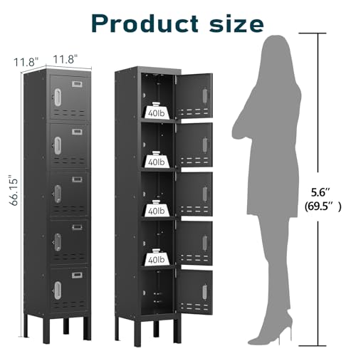 Metal Cabinet Home Office Storage,Lockers,Lockable Employees Metal Locker with Door,54" Height Steel Locker,Lockable Steel Locker for Gym,School,Home