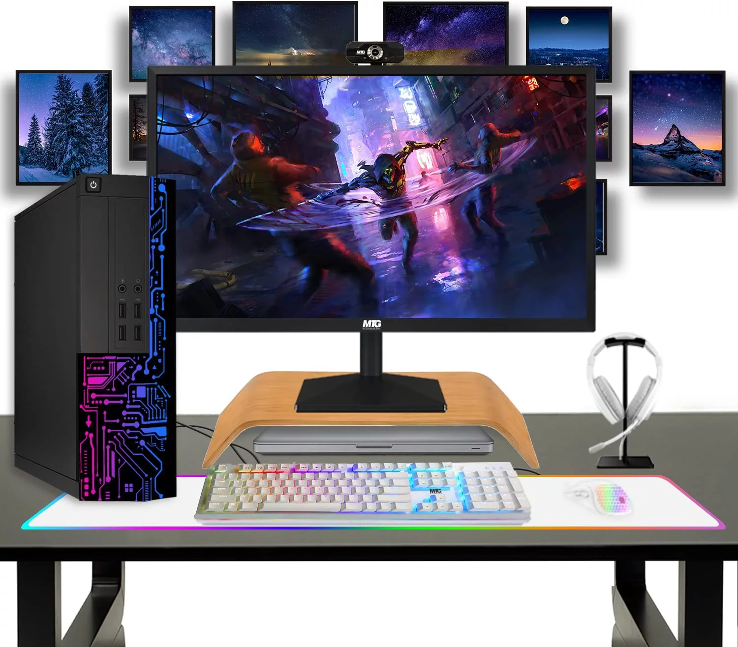 Restored Computer Desktop PC, Core i5, TechMagnet Siwa 8, 8GB RAM, 500 GB HDD, 27 Inch 165Hz Gaming Monitor, Gaming Kit with Webcam, WiFi