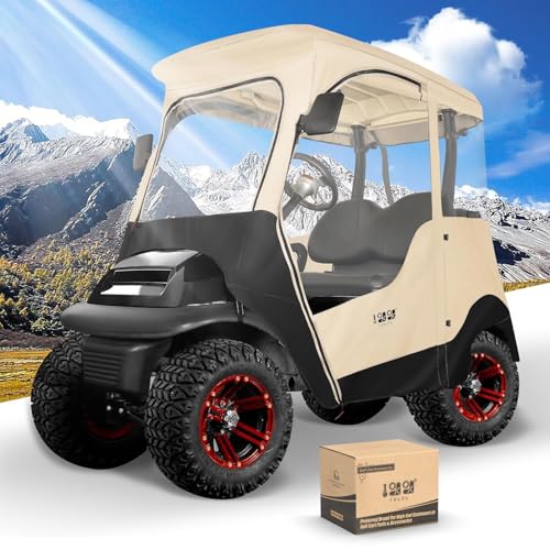 10L0L Golf Cart Enclosure fit for 2 Passenger Club Car Precedent Waterproof Windproof Portable Transparent Golf Cart Cover Storage Driving 4 Sided