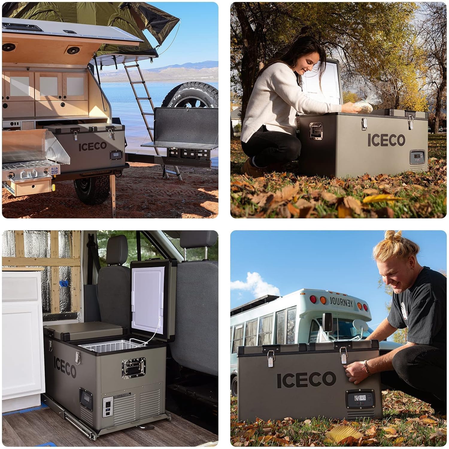 ICECO VL60 Dual Zone Portable Refrigerator with SECOP Compressor, 60 Liters Platinum Compact Refrigerator, DC 12/24V, AC 110-240V, 0℉ to 50℉
