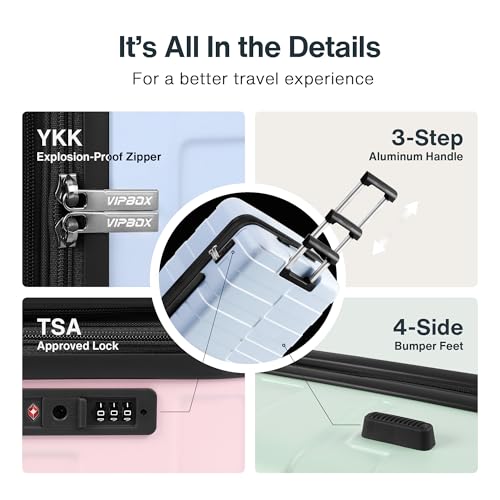 Luggage Sets 3 Piece (3-YEARS VIP SERVICE) Hardside Expandable Ultra Durable 100% PC Lightweight Carry On Travel Suitcase Set with TSA Lock Spinner