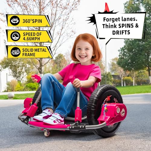 Electric Drift Kart with 16" Large Tyres, 360° Swivel Capability, Dual Lever Steering, 12V Ride On Toys for Boys and Girls from 3 Years Old
