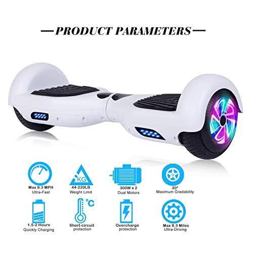 JOLEGE Hoverboard, 6.5x22 Two-Wheel Self Balancing Hoverboard - LED Light Wheel Scooter Hoverboard for Kids