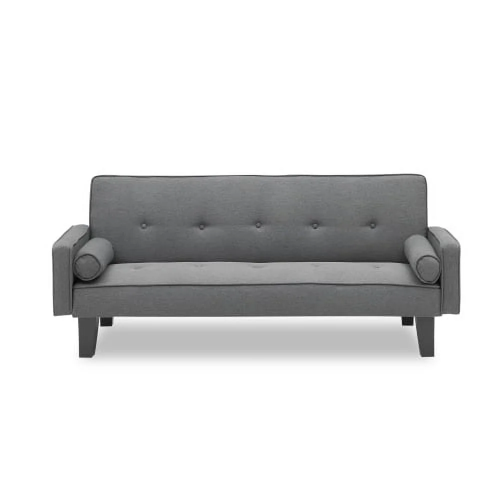 2059 sofa convertible into sofa bed includes two pillows 72" dark grey cotton linen sofa bed for family living room