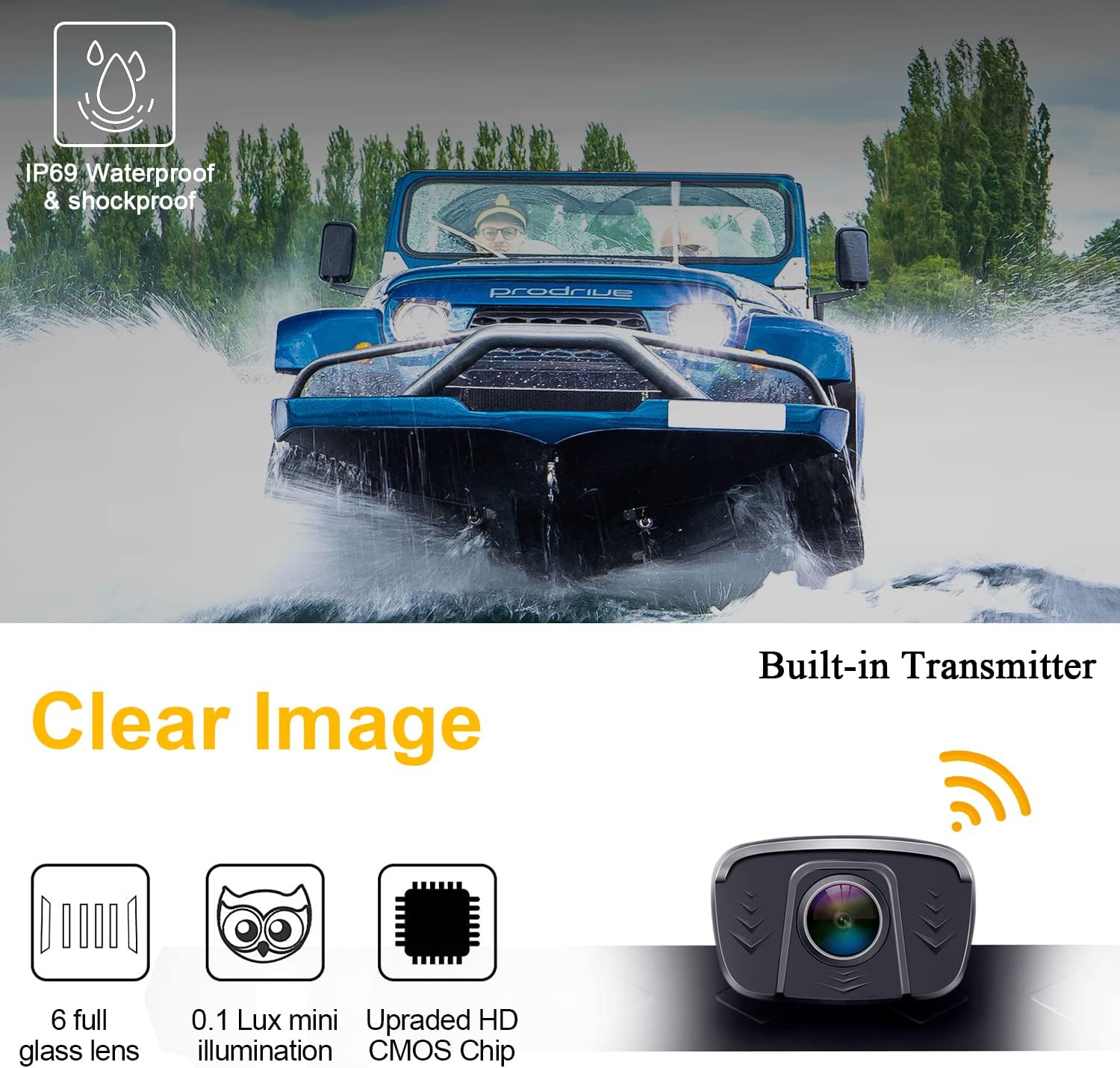 Wireless Backup Camera for Car HD 1080P Truck Bluetooth Backup Camera 5 Inch Split/Full Monitor Rear View System with Digital Signal