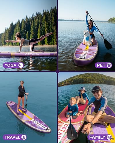 CETANA 11'6×35" Extra Wide Stand Up Paddle Board for Adults & Youth, 400lb Capacity Inflatable Paddle Board, Sup for 2+1 Person with Removable US Fin