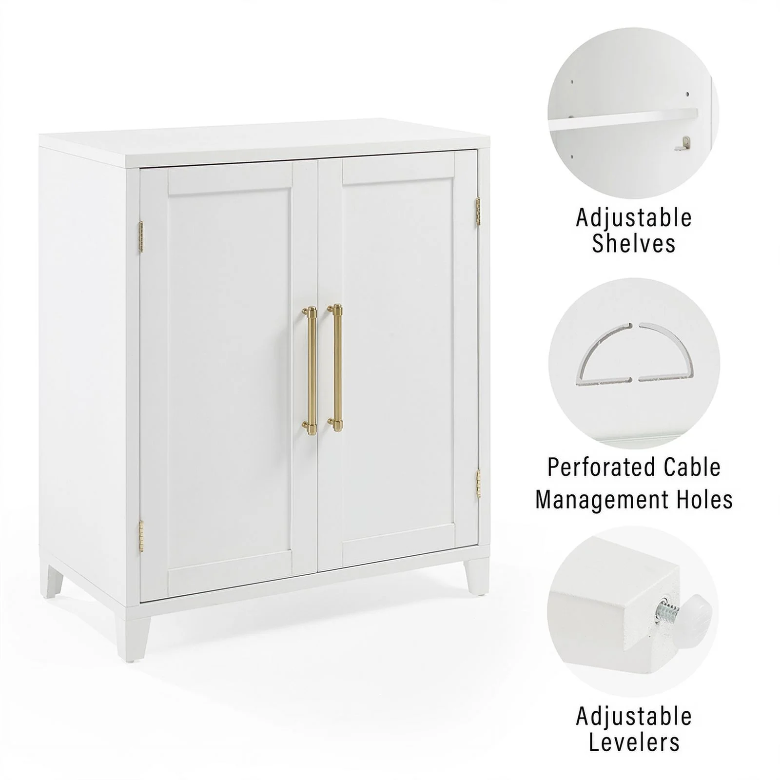 Crosley Furniture Roarke Stackable Wood Kitchen Pantry Storage Cabinet in White