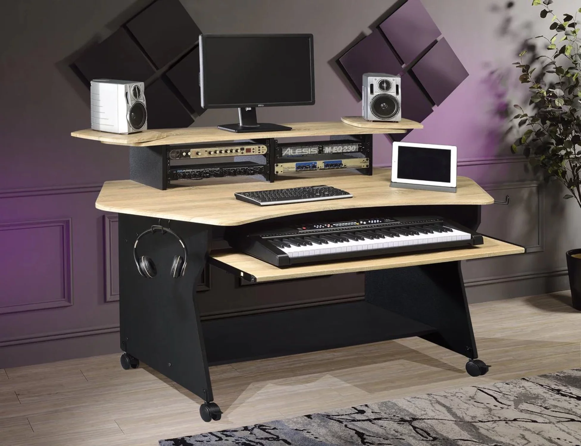Musiea IM100 Series Music Recording Studio Desk Workstation w/ 2 x 4U Rack - Radiant Selections
