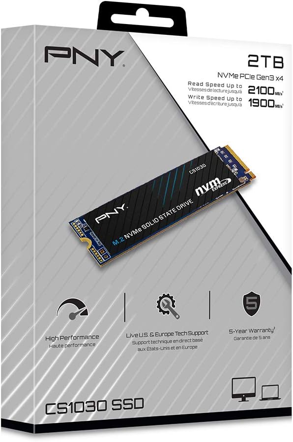 PNY CS1030 2TB M.2 NVMe PCIe Gen3 x4 Internal Solid State Drive (SSD) - M280CS1030-2TB-RB