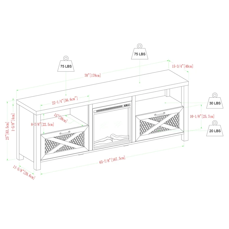 Abilene 70" Rustic Farmhouse Fireplace TV Stand in Stone Gray