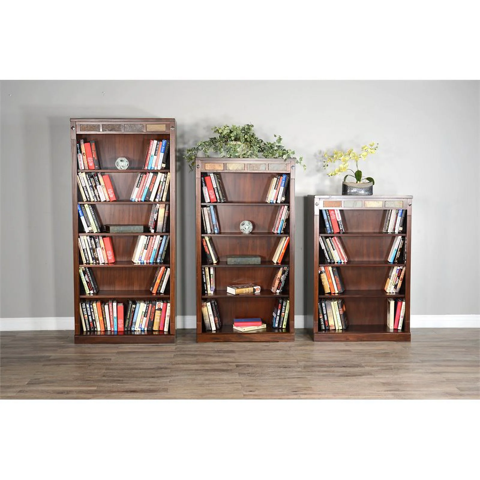 Pemberly Row 72" Traditional Wood Bookcase in Dark Chocolate