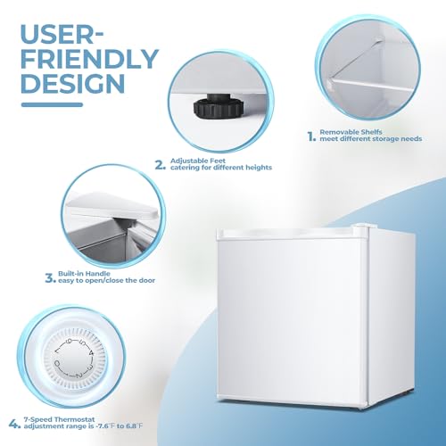 3.0 Cu.ft Upright Freezer, Small Mini Freezer with Adjustable Thermostat, Removable Shelves, Reversible Single Door, for Bedroom/Home/Dorms/Apartment