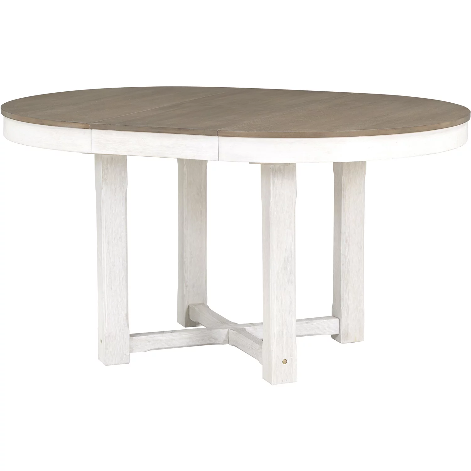 Churanty Farmhouse 5 Piece Round Dining Table Set for 4,Two Size Round to Oval Extendable Butterfly Leaf Wood Dining Table with 4 Upholstered Chairs