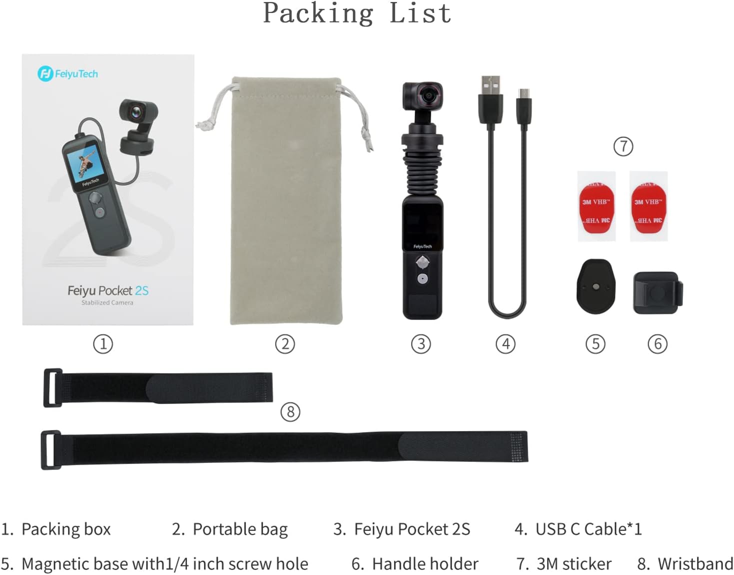 Feiyu Pocket 2-Light Handheld 3-Axis Gimbal Stabilized 4K Video Action Camera,130° View,Magnetic AL. Alloy Boby with Mic Speaker,4xZoom,12MP Photo