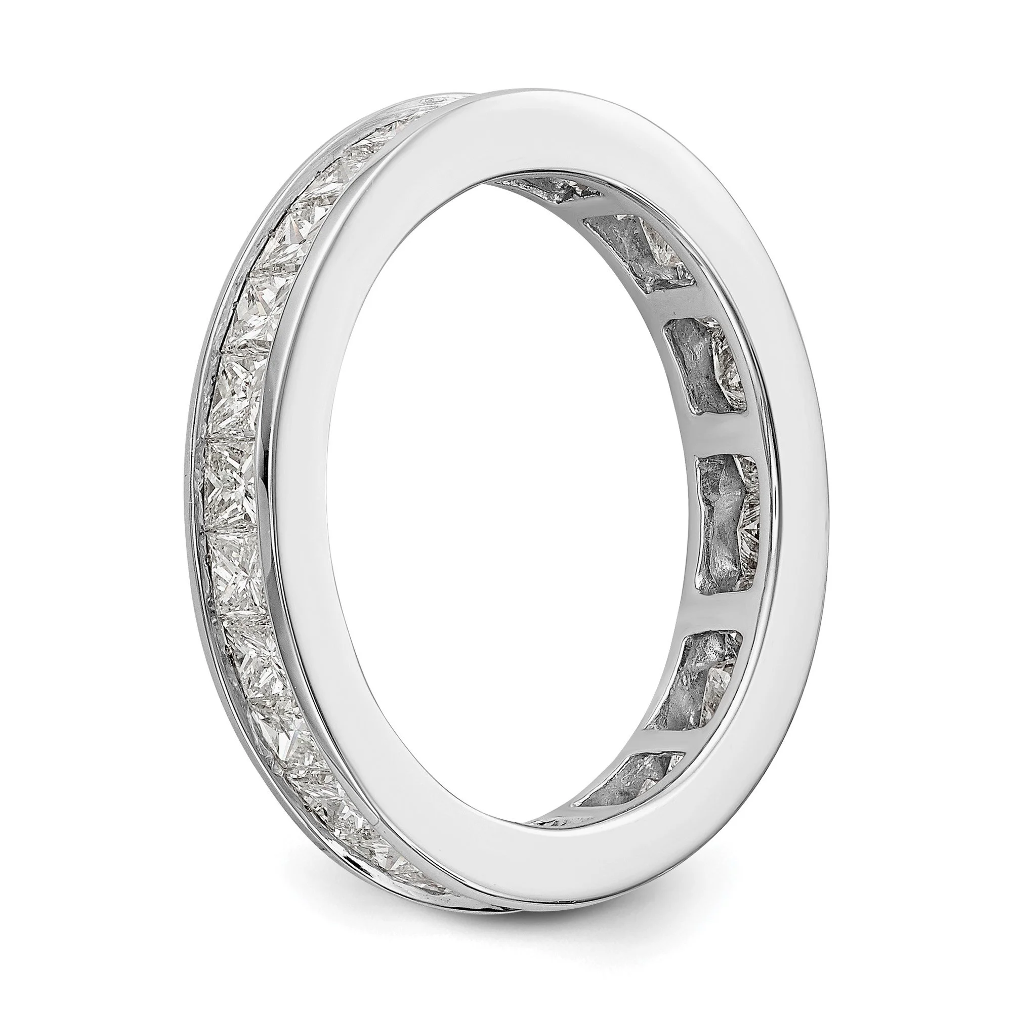 2 Ct. Channel Set Princess Cut Diamond Womens Eternity Wedding Band Ring in 14k White Gold