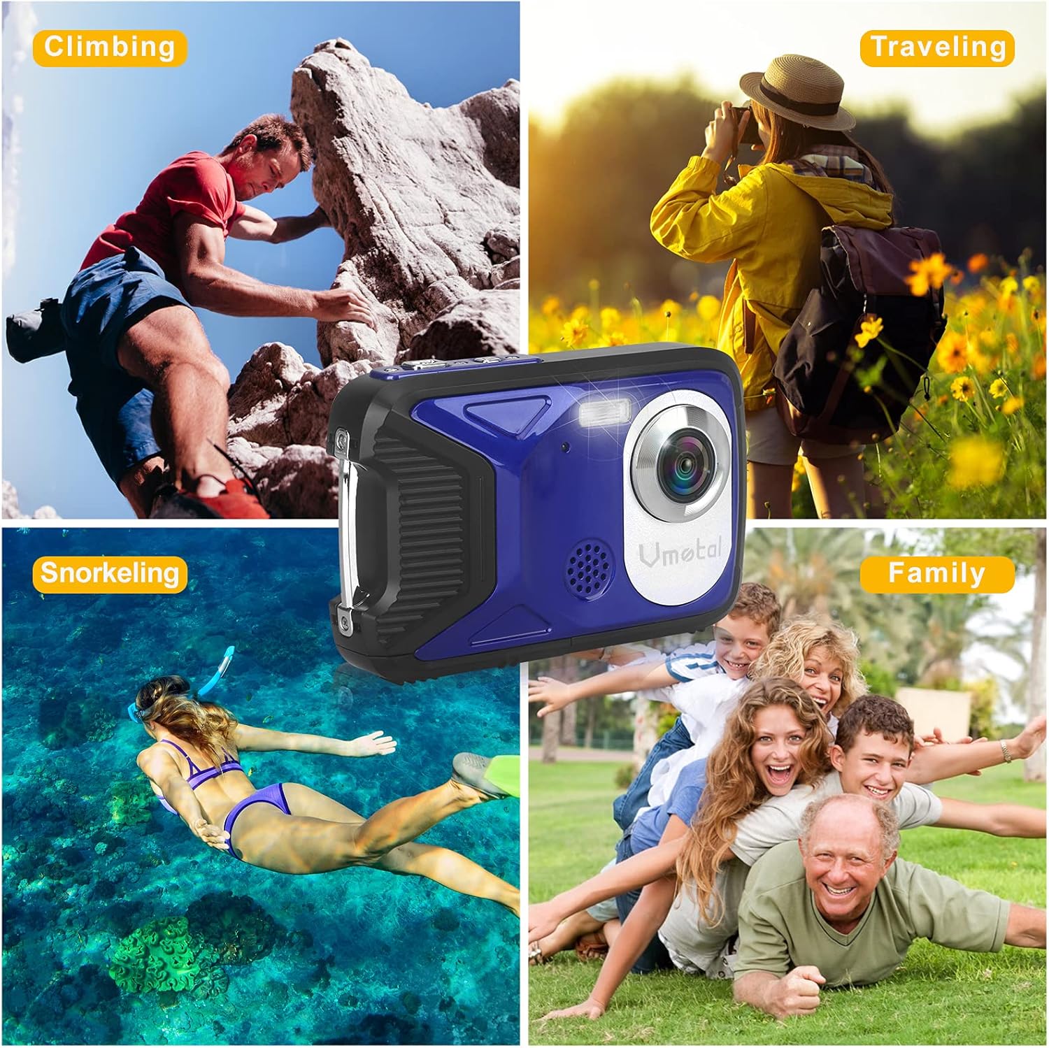 Waterproof Digital Camera Full HD 1080P Underwater Camera 21 MP Underwater Camcorder with 1050MAH Rechargeable Battery Point and Shoot Camera DV