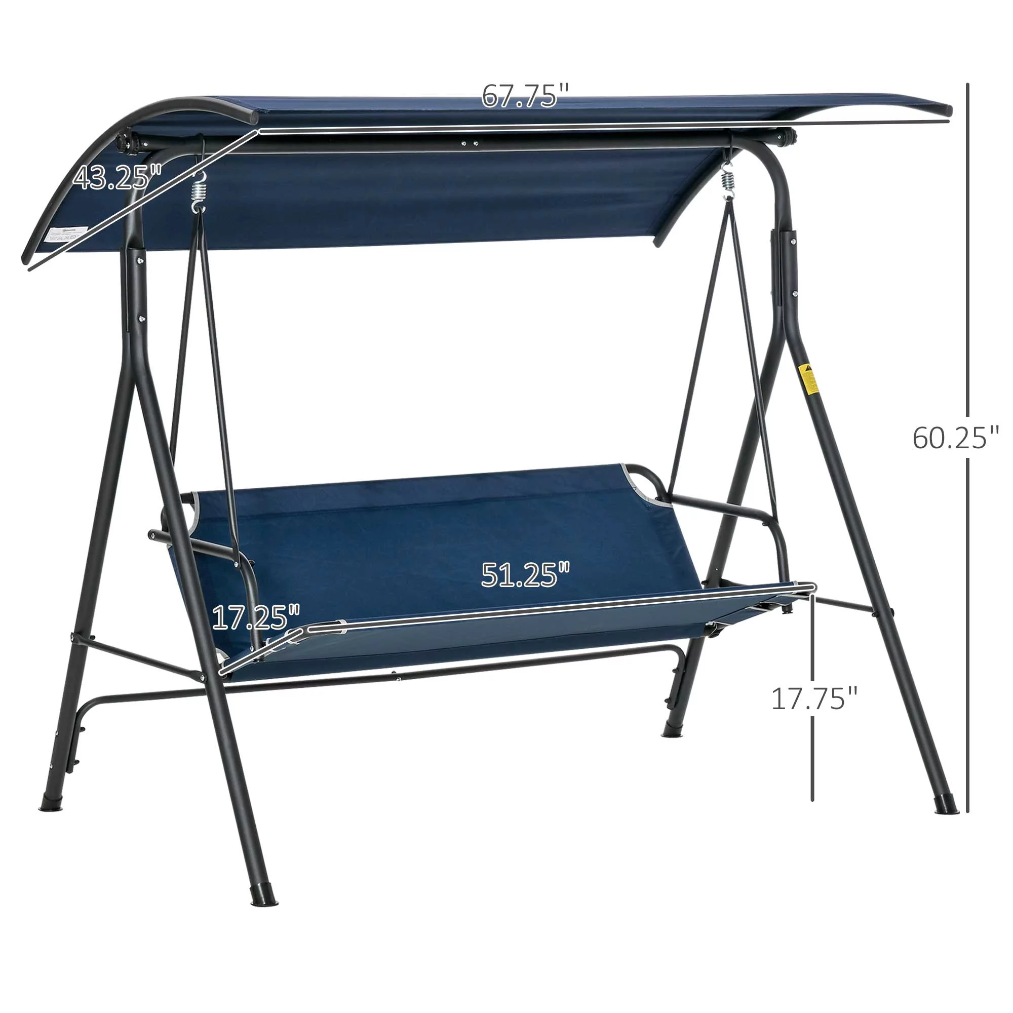 Outsunny Steel Porch Swing - Dark Blue