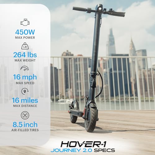 Hover-1 Journey 2.0 Foldable Electric Scooter for Adults with 300W Brushless Motor, 16 mph Max Speed