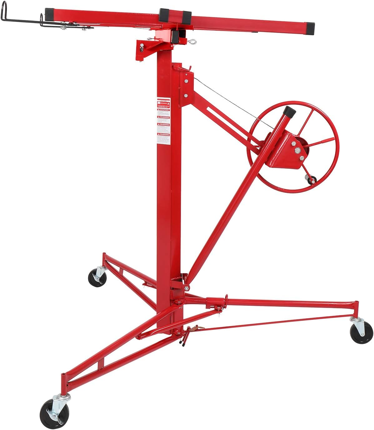 VINGLI 11 FT Drywall Lift Portable Sheetrock Lift Rolling Panel Hoist Jack Lifter Construction Tools with Adjustable Telescopic Arm Lockable Caster