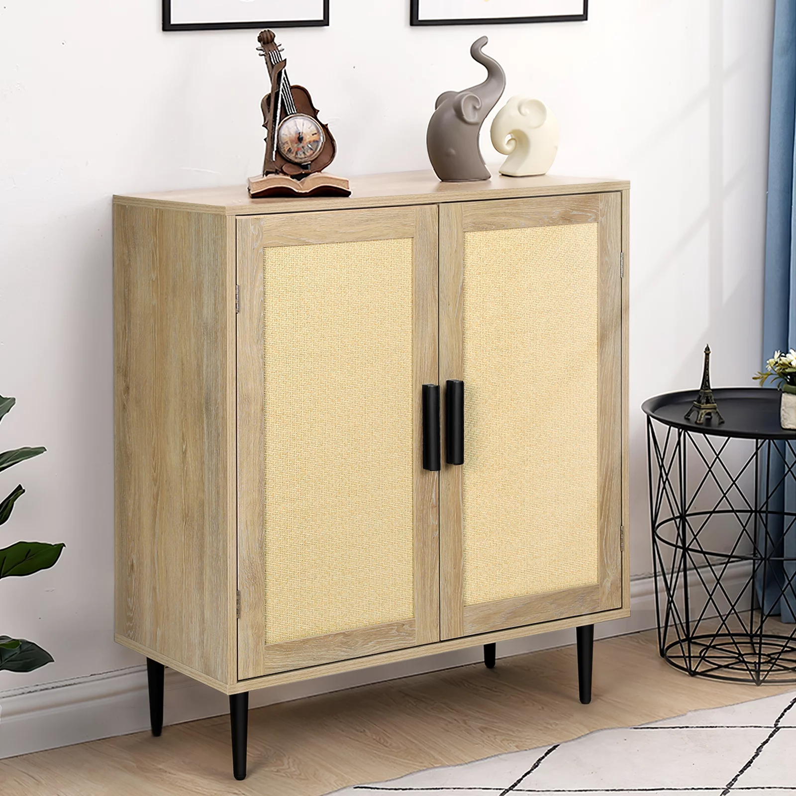 Richya 34.4'' Tall Sideboard Buffet Cabinet with Rattan Doors, for Dining Room, Kitchen, Living Room