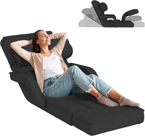 Esright Floor Chair, Padded Folding Gaming Chair with 14-Level Adjustable Backrest