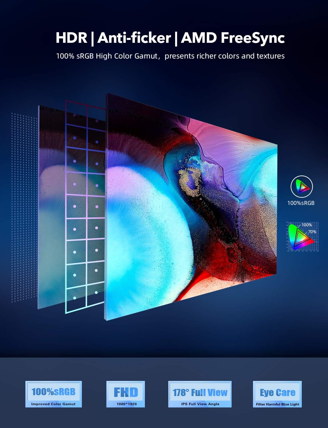 UPERFECT Portable Monitor 13.3'' Computer Display [100% sRGB High Color Gamut] 2560&times