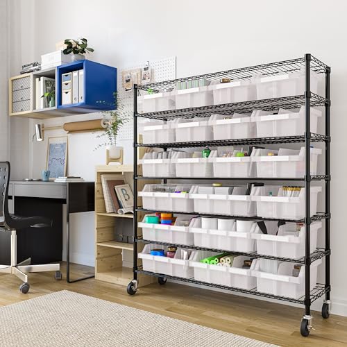 Seville Classics Heavy Duty NSF Bin Rack Solid Steel Wire Shelving Storage Unit, Patented Organizer for Garage, Warehouse, Office, Restaurant