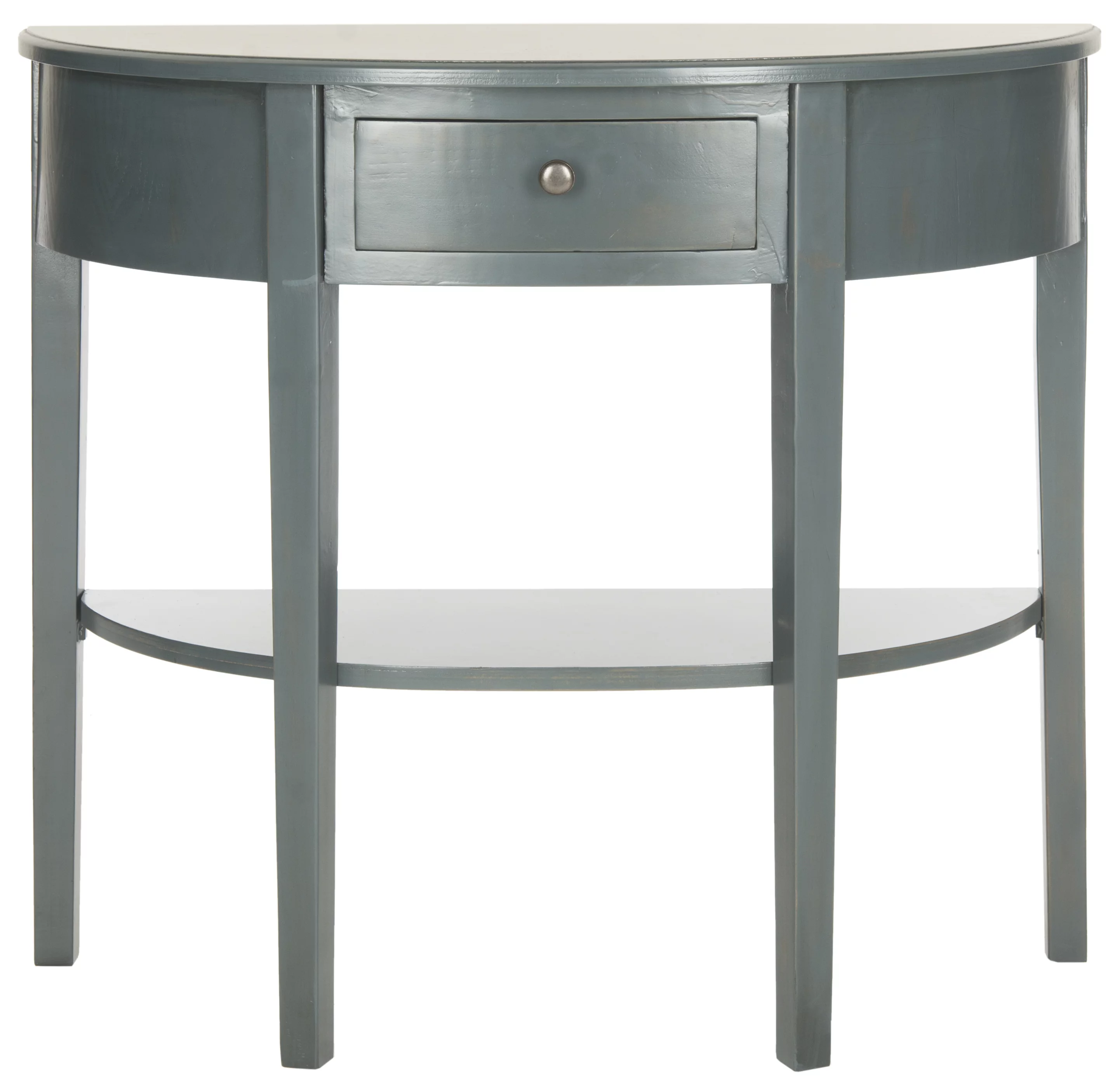 SAFAVIEH Abram Solid Country Demilune Console with Storage Drawer, Steel Teal