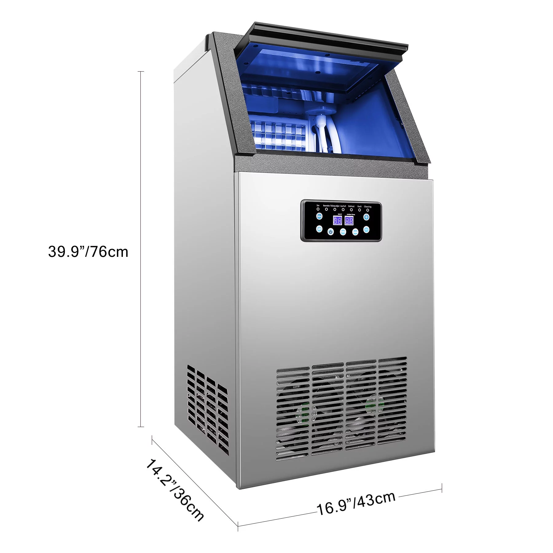 Built-In Stainless Steel Commercial 130Lbs/24H Ice Maker Portable Ice Machine