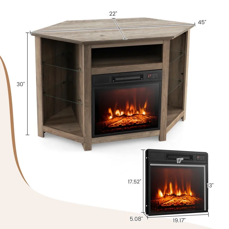 Corner TV Stand with Electric Fireplace - 67.0 | Cozy Ambiance & Efficient Heating