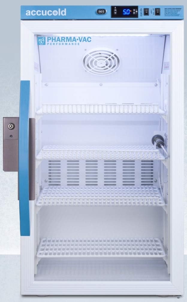 Summit Appliance ARG3PV Pharma-Vac Performance Series 3 Cu.Ft. Counter Height Commercial Vaccine All-Refrigerator with Glass Door, Automatic Defrost