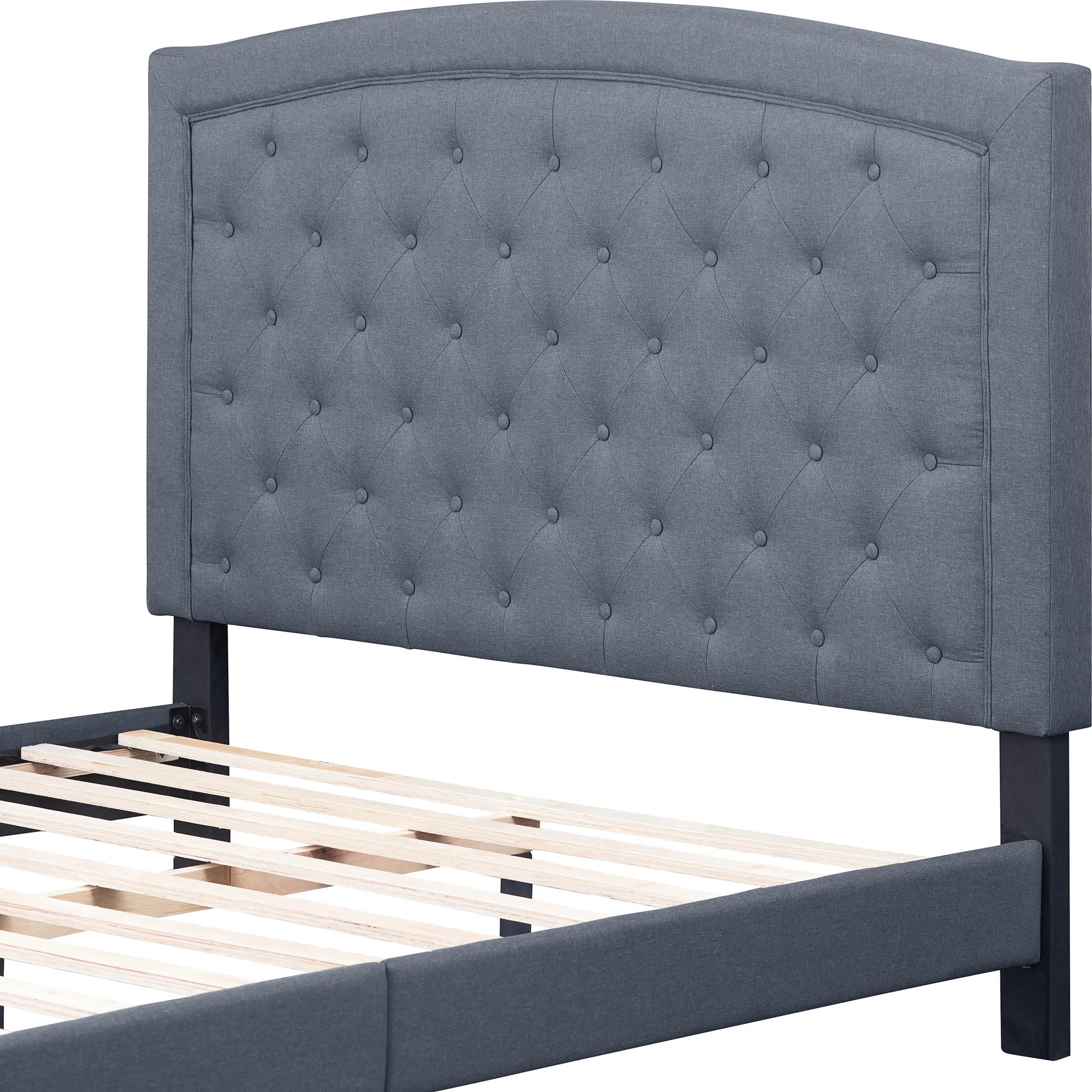 Camden Isle Carlisle Platform Bed | Button Tufted Headboard | King, Gray