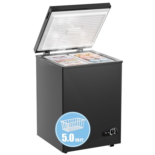 7.0 Cu Ft Chest Freezer - Energy Efficient & Quiet Mini Freezer with Adjustable Thermostat - Compact Deep Freezer for Home, Apartment, and Garage