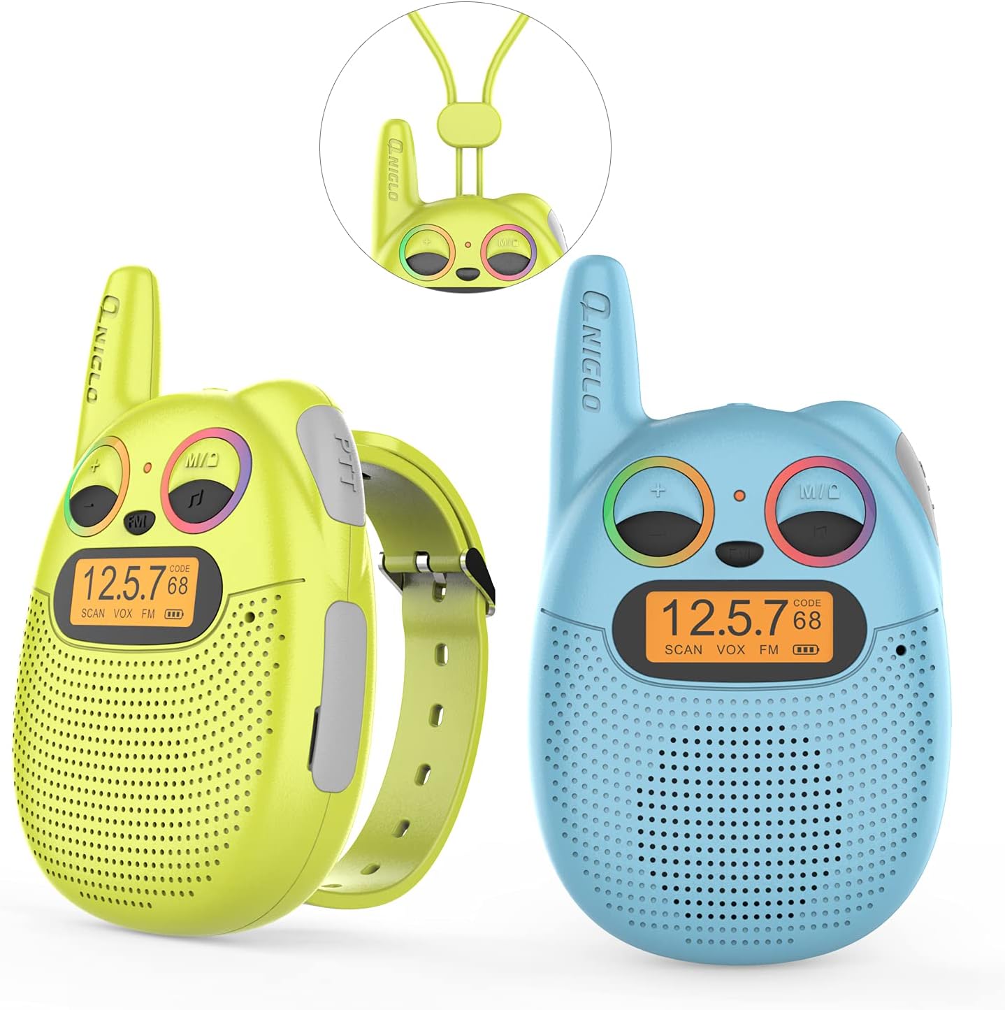 QNIGLO Rechargeable Kids Walkie Talkies, 22 Channel FRS Long Range Walkie Talkies for Kids Toys Gift, Adults Outdoor Camping, Hiking, Cruising