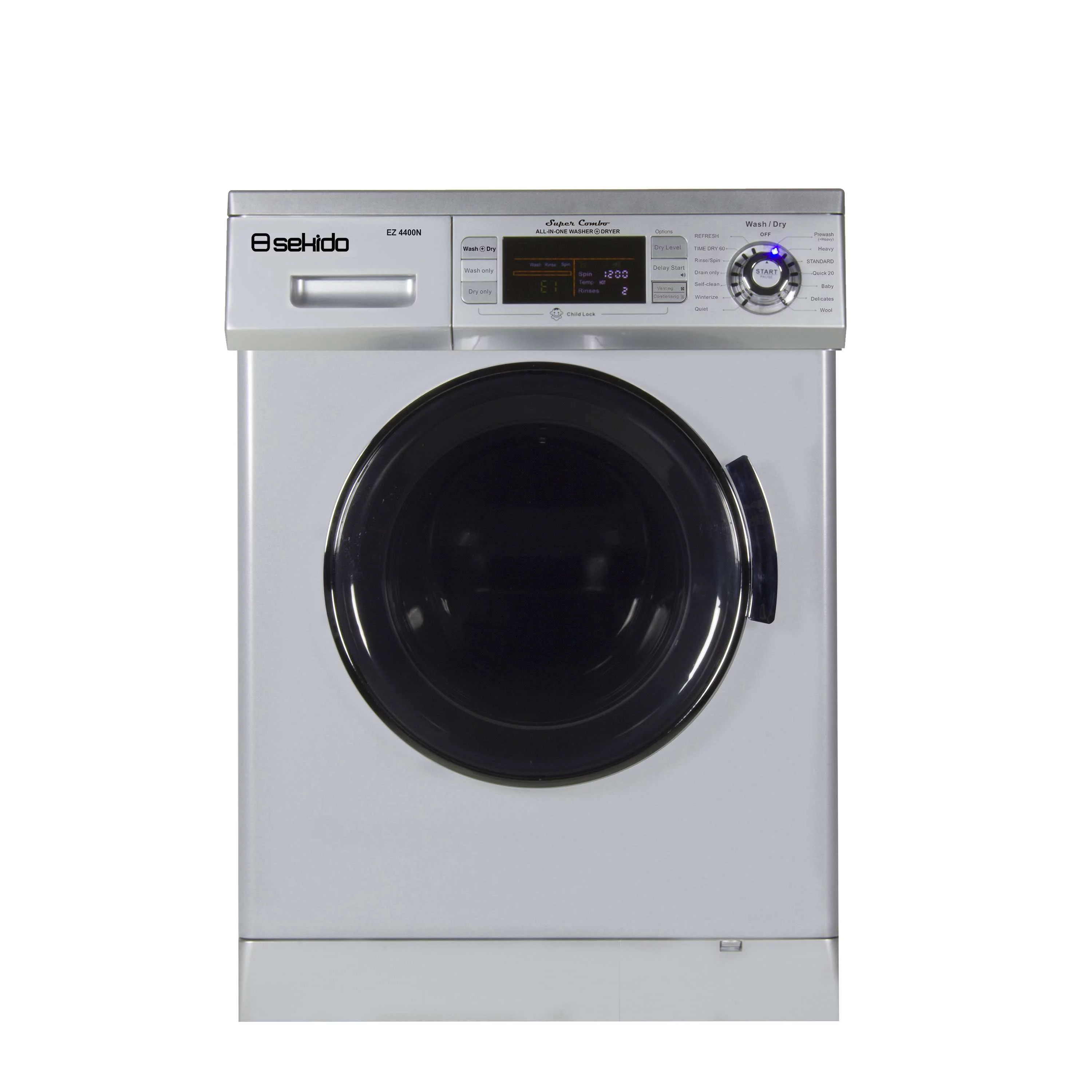 Sekido All-in-One 13 lbs Compact Combination Washer/Dryer 110 Volts in Silver