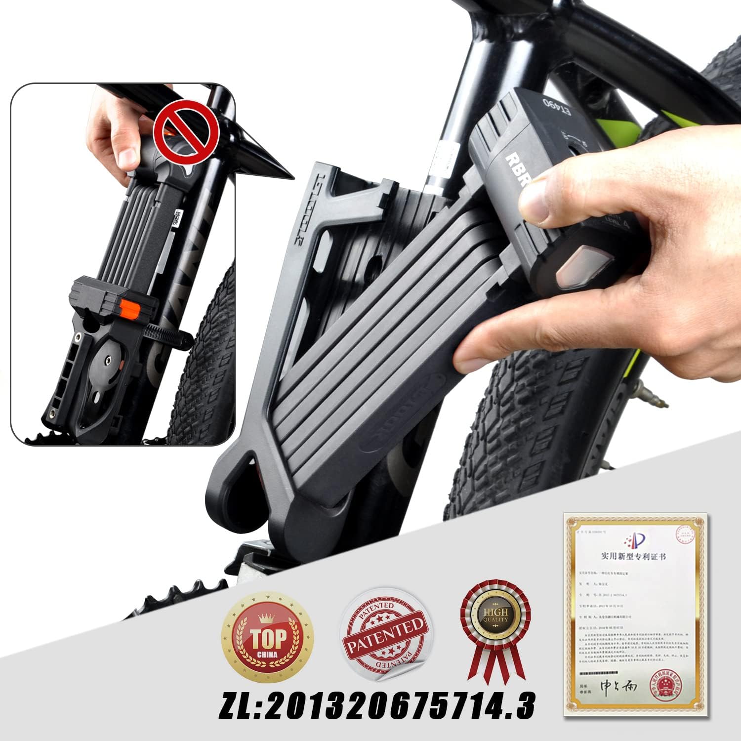 RBRL Compact Folding Bike Lock - Bike Locks Heavy Duty Anti Theft- High Security Bicycle Lock
