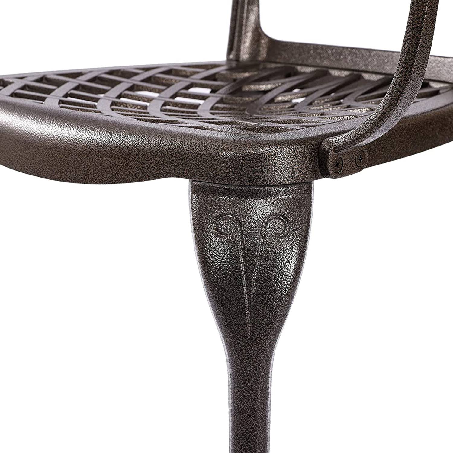 Kinger Home Arden Cast Decorative Aluminum Outdoor Patio Dining Metal Chairs Lattice Weave Design in Bronze (2-Pack)